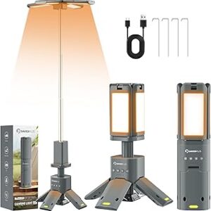 Camping Light-14000mAh Portable Rechargeable Outdoor Work Lamp ,Telescopic Tent Camping Lantern with Four Led Lamps,Ideal for Hiking,Camping